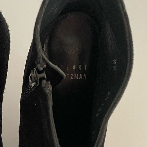 Stuart Weitzman Black Stiletto Ankle Boots with Silver Heel Size 5.5 - Picture 6 of 9